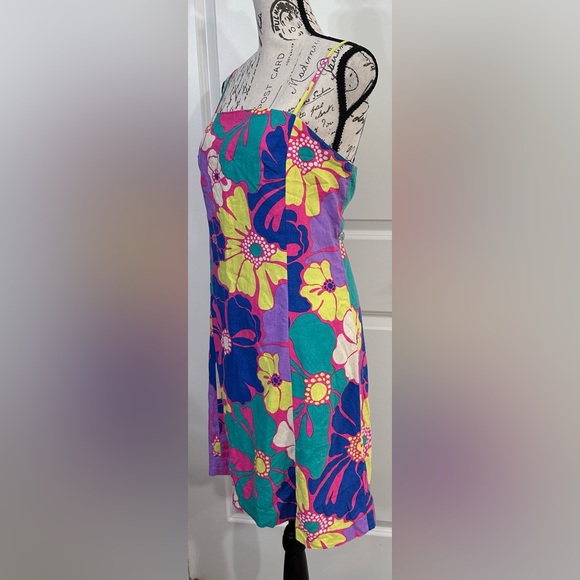 💐💐Gap Multi-Color Floral Linen-Blend Mini Dress - Size M💐💐 - Picture 4 of 12